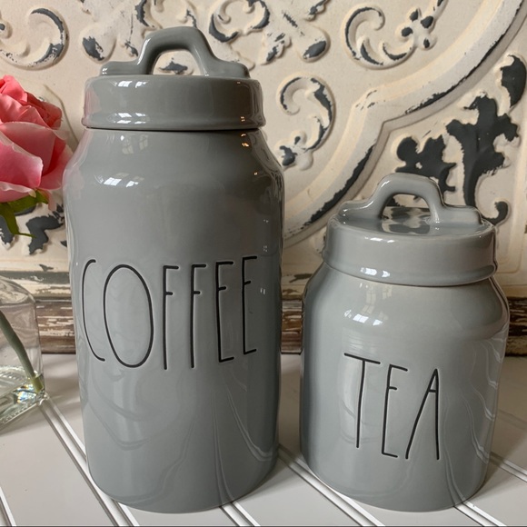 Rae Dunn Ceramic Grey "COFFEE & TEA" Canisters-----BRAND NEW! Rae Dunn Ceramic Grey "COFFEE & TEA" Canisters-----BRAND NEW!